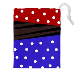 Mixed-lines-dots Black-bg Drawstring Pouch (4xl) by Casemiro