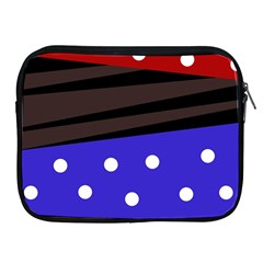 Mixed Polka Dots And Lines Pattern, Blue, Red, Brown Apple Ipad 2/3/4 Zipper Cases by Casemiro