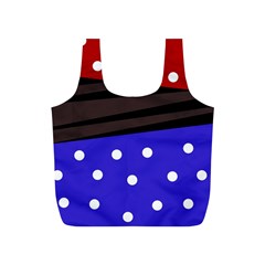 Mixed Polka Dots And Lines Pattern, Blue, Red, Brown Full Print Recycle Bag (s) by Casemiro