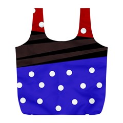 Mixed Polka Dots And Lines Pattern, Blue, Red, Brown Full Print Recycle Bag (l) by Casemiro