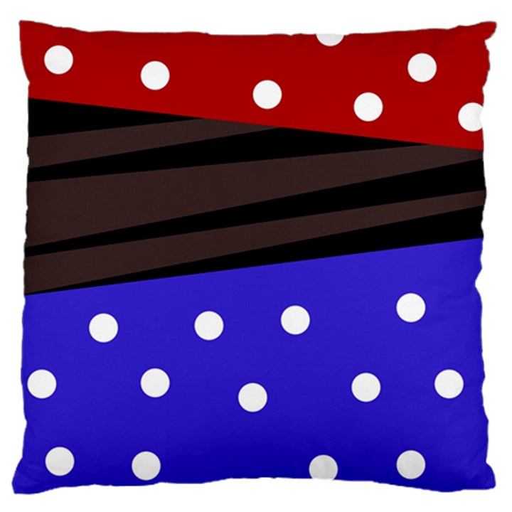 Mixed polka dots and lines pattern, blue, red, brown Standard Flano Cushion Case (Two Sides)