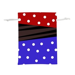 Mixed Polka Dots And Lines Pattern, Blue, Red, Brown Lightweight Drawstring Pouch (m) by Casemiro