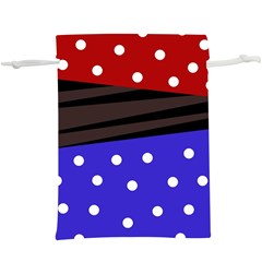 Mixed Polka Dots And Lines Pattern, Blue, Red, Brown  Lightweight Drawstring Pouch (xl) by Casemiro