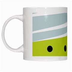 Mixed Polka Dots And Lines Pattern, Blue, Yellow, Silver, White Colors White Mugs by Casemiro