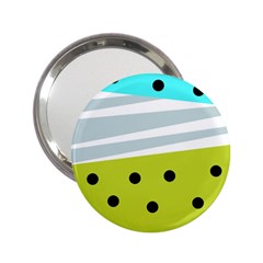 Mixed Polka Dots And Lines Pattern, Blue, Yellow, Silver, White Colors 2 25  Handbag Mirrors by Casemiro