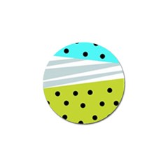 Mixed Polka Dots And Lines Pattern, Blue, Yellow, Silver, White Colors Golf Ball Marker by Casemiro