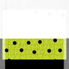 Mixed Polka Dots And Lines Pattern, Blue, Yellow, Silver, White Colors Rectangular Jigsaw Puzzl by Casemiro