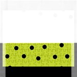 Mixed polka dots and lines pattern, blue, yellow, silver, white colors Rectangular Jigsaw Puzzl Front