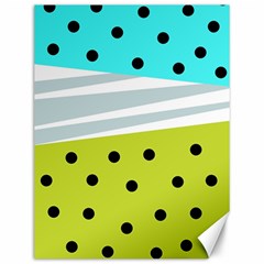 Mixed Polka Dots And Lines Pattern, Blue, Yellow, Silver, White Colors Canvas 12  X 16  by Casemiro