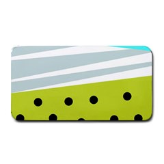 Mixed Polka Dots And Lines Pattern, Blue, Yellow, Silver, White Colors Medium Bar Mats by Casemiro