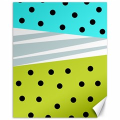 Mixed Polka Dots And Lines Pattern, Blue, Yellow, Silver, White Colors Canvas 11  X 14  by Casemiro