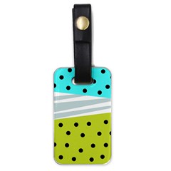 Mixed Polka Dots And Lines Pattern, Blue, Yellow, Silver, White Colors Luggage Tag (one Side) by Casemiro