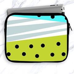 Mixed Polka Dots And Lines Pattern, Blue, Yellow, Silver, White Colors Apple Ipad 2/3/4 Zipper Cases by Casemiro