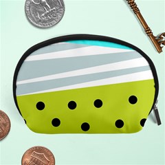 Mixed Polka Dots And Lines Pattern, Blue, Yellow, Silver, White Colors Accessory Pouch (large) by Casemiro