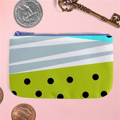 Mixed Polka Dots And Lines Pattern, Blue, Yellow, Silver, White Colors Large Coin Purse by Casemiro