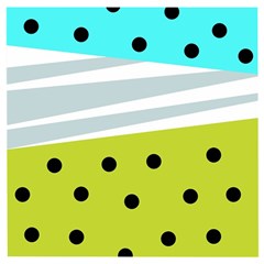 Mixed Polka Dots And Lines Pattern, Blue, Yellow, Silver, White Colors Wooden Puzzle Square by Casemiro