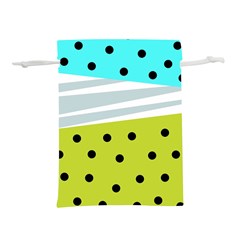 Mixed Polka Dots And Lines Pattern, Blue, Yellow, Silver, White Colors Lightweight Drawstring Pouch (l) by Casemiro