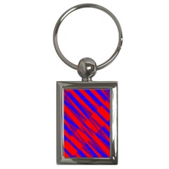 Geometric Blocks, Blue And Red Triangles, Abstract Pattern Key Chain (rectangle) by Casemiro