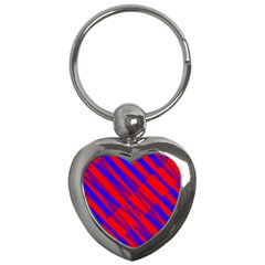 Geometric Blocks, Blue And Red Triangles, Abstract Pattern Key Chain (heart) by Casemiro