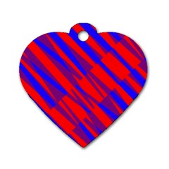 Geometric Blocks, Blue And Red Triangles, Abstract Pattern Dog Tag Heart (two Sides) by Casemiro