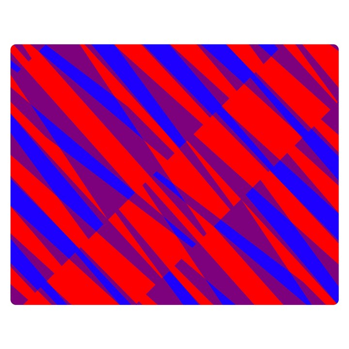 Geometric blocks, blue and red triangles, abstract pattern Double Sided Flano Blanket (Medium) 