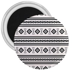 Black And White Aztec 3  Magnets by tmsartbazaar