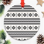 Black And White Aztec Ornament (Round) Front