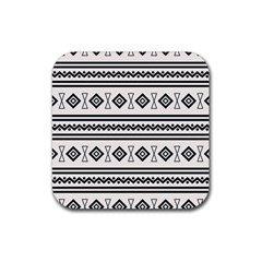 Black And White Aztec Rubber Coaster (square)  by tmsartbazaar