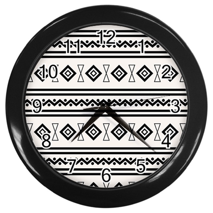 Black And White Aztec Wall Clock (Black)