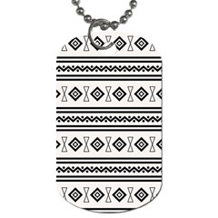 Black And White Aztec Dog Tag (two Sides) by tmsartbazaar