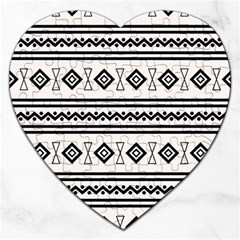 Black And White Aztec Jigsaw Puzzle (heart) by tmsartbazaar