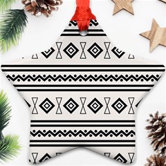 Black And White Aztec Star Ornament (two Sides) by tmsartbazaar