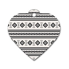 Black And White Aztec Dog Tag Heart (two Sides) by tmsartbazaar