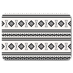 Black And White Aztec Large Doormat  by tmsartbazaar