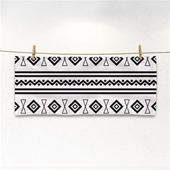 Black And White Aztec Hand Towel by tmsartbazaar