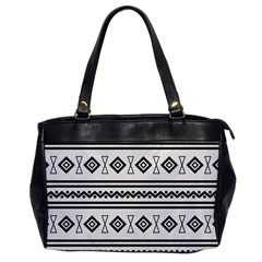 Black And White Aztec Oversize Office Handbag by tmsartbazaar