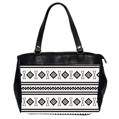 Black And White Aztec Oversize Office Handbag (2 Sides) by tmsartbazaar