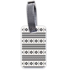 Black And White Aztec Luggage Tag (one Side) by tmsartbazaar