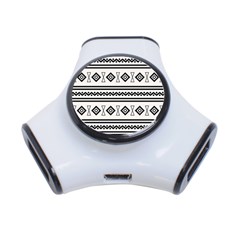 Black And White Aztec 3-port Usb Hub by tmsartbazaar