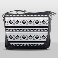 Black And White Aztec Messenger Bag by tmsartbazaar