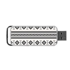 Black And White Aztec Portable Usb Flash (one Side) by tmsartbazaar