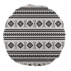 Black And White Aztec Large 18  Premium Round Cushions by tmsartbazaar