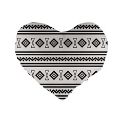 Black And White Aztec Standard 16  Premium Heart Shape Cushions by tmsartbazaar