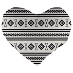 Black And White Aztec Large 19  Premium Heart Shape Cushions Front