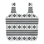 Black And White Aztec Full Print Recycle Bag (L) Back