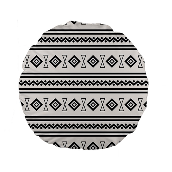 Black And White Aztec Standard 15  Premium Flano Round Cushions