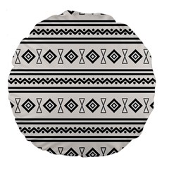 Black And White Aztec Large 18  Premium Flano Round Cushions by tmsartbazaar