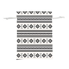 Black And White Aztec Lightweight Drawstring Pouch (l) by tmsartbazaar