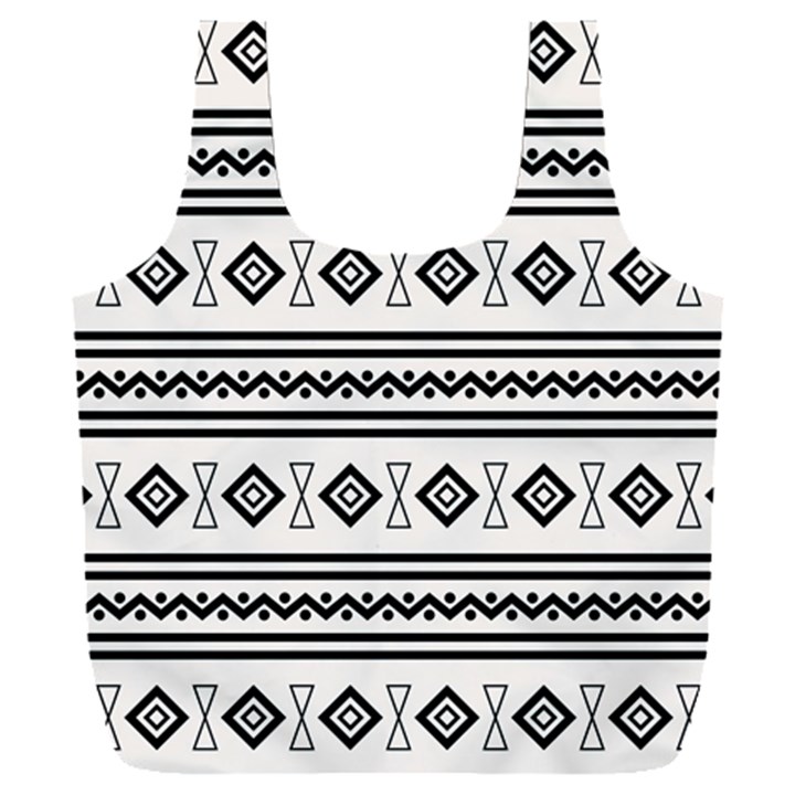 Black And White Aztec Full Print Recycle Bag (XXL)