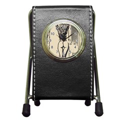 Morning My Dear    Sweet Perfection, Girl Stretching In The Bedroom Pen Holder Desk Clock by Casemiro